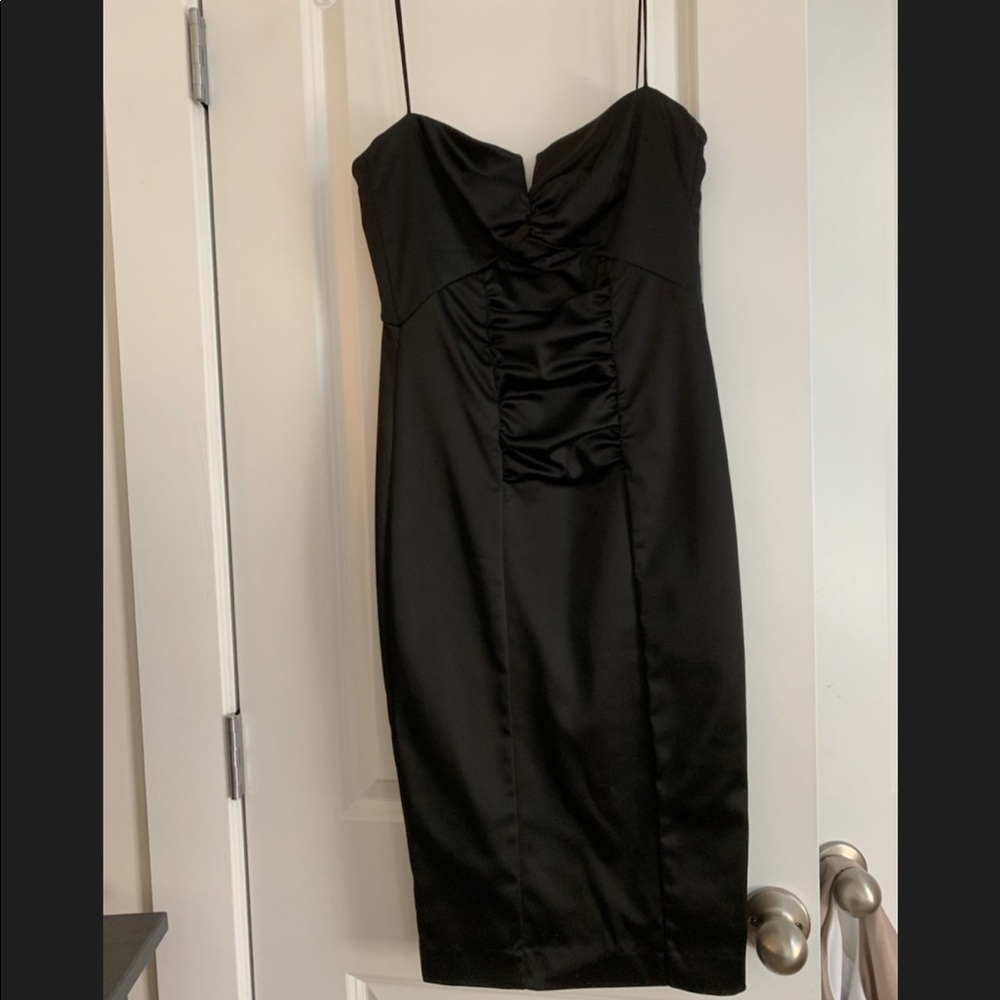 Nicole Miller black satin knee length dress!